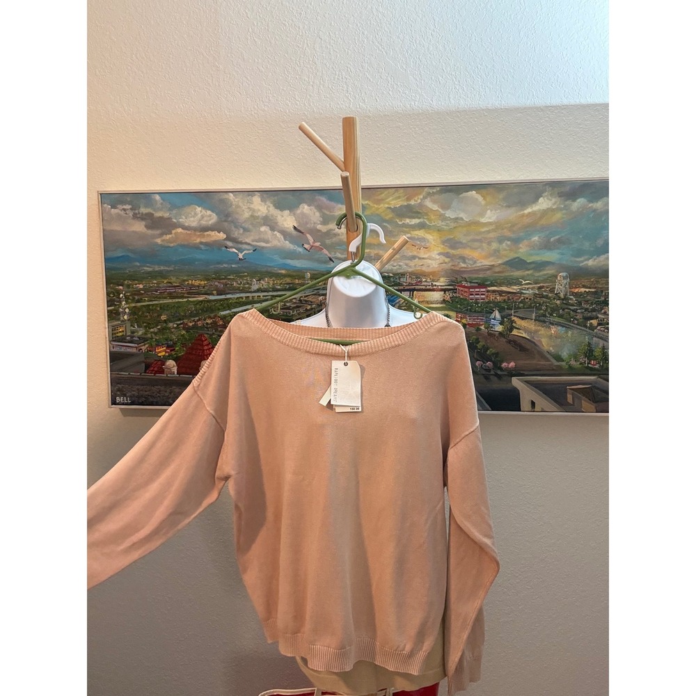 Barefoot Dreams Sweater Womens Peach Pink CozyChic Ultra Lite Boat Neck NWT